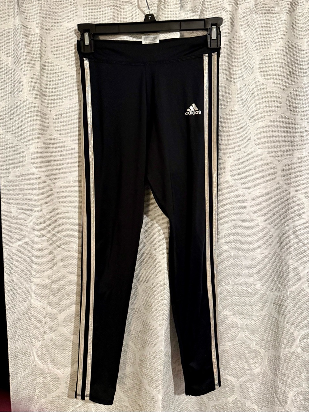 adidas Black Leggings with Silver Side Stripes